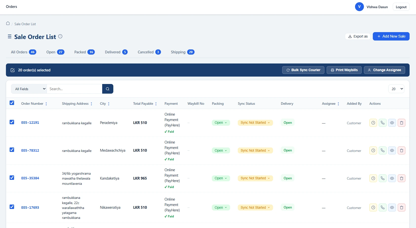 Nexlymate automated courier synchronization interface with live delivery updates